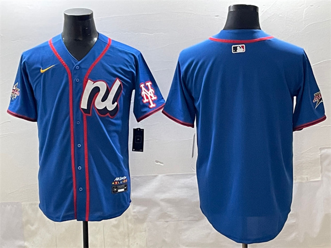 Men's National League New York Mets Blank Blue 2025 All-Star Edition Limited Stitched Baseball Jersey Men's National League New York Mets Blank Blue 2025 All-Star Edition Limited Stitched Baseball Jersey